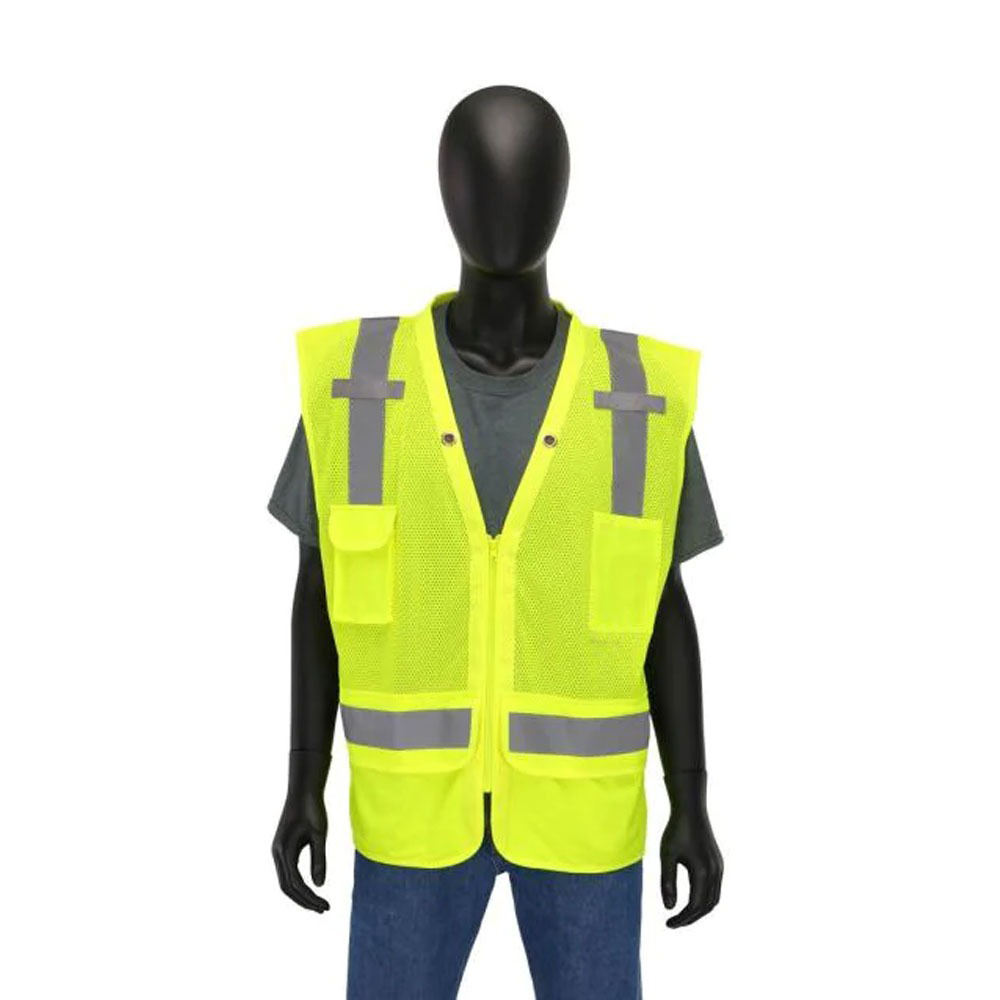 Improvment Sports Customized Black Reflective Safety Vest Company Logo With Pockets Custom Color Fluorescent Visibility Work Class 2 Safety Vest